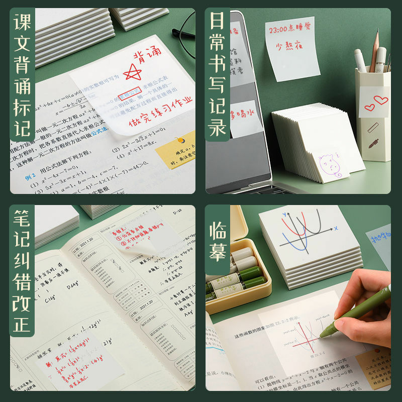 50 lembar catatan tempel transparan stiker Pad Memo hewan peliharaan tahan air stiker harian untuk melakukan daftar kertas catatan untuk alat tulis kantor siswa