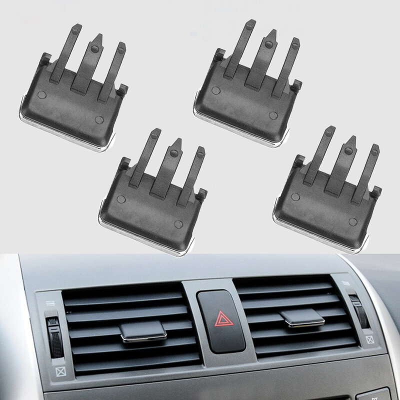 Cuchilla de ventilación de coche, Clips de corte ajustables, piezas de repuesto, accesorios para Toyota Corolla, 4 piezas, color negro