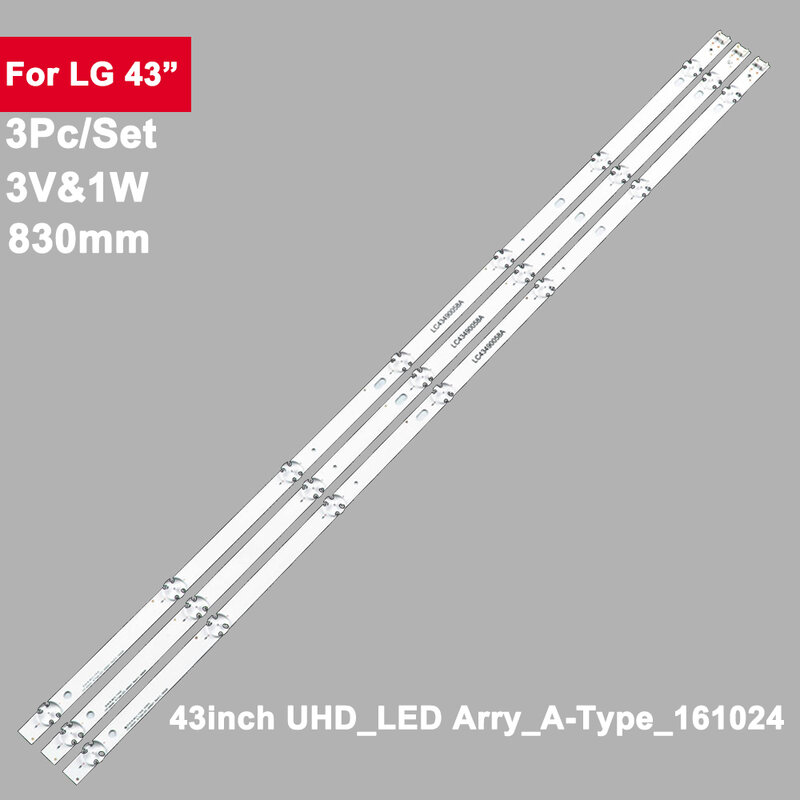 3Pcs TV Backlight Led Strip For LIG 43inch UHD_LED Arry_A-Type_161024 43LV340H LC43490057A LC43490086A LC43490088A LC43490089A