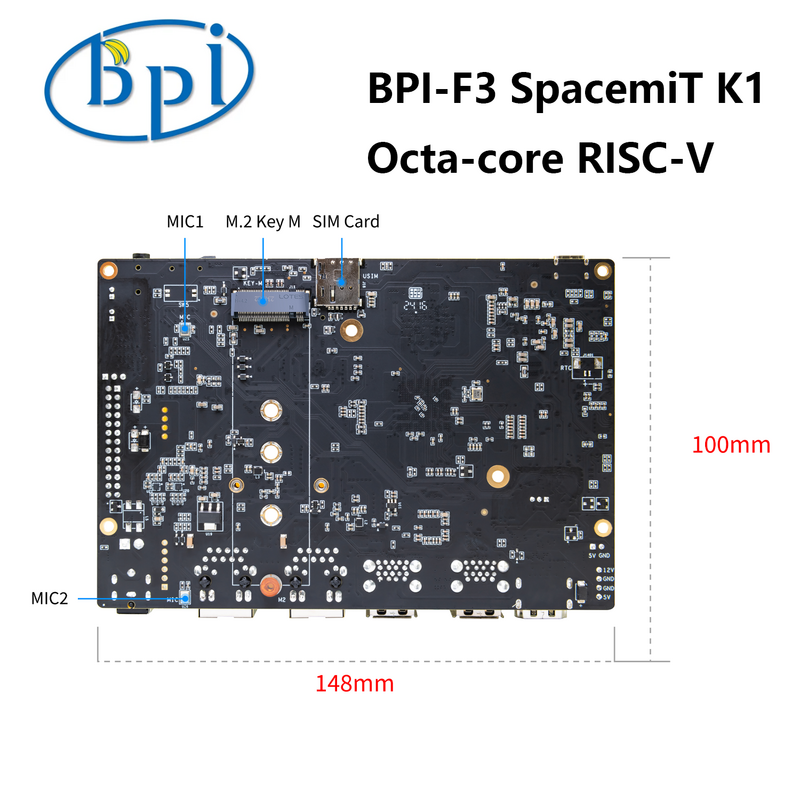 Pi gels BPI-F3 SpacemiT K1 Octa-core RISC-V panneau de développement de qualité industrielle