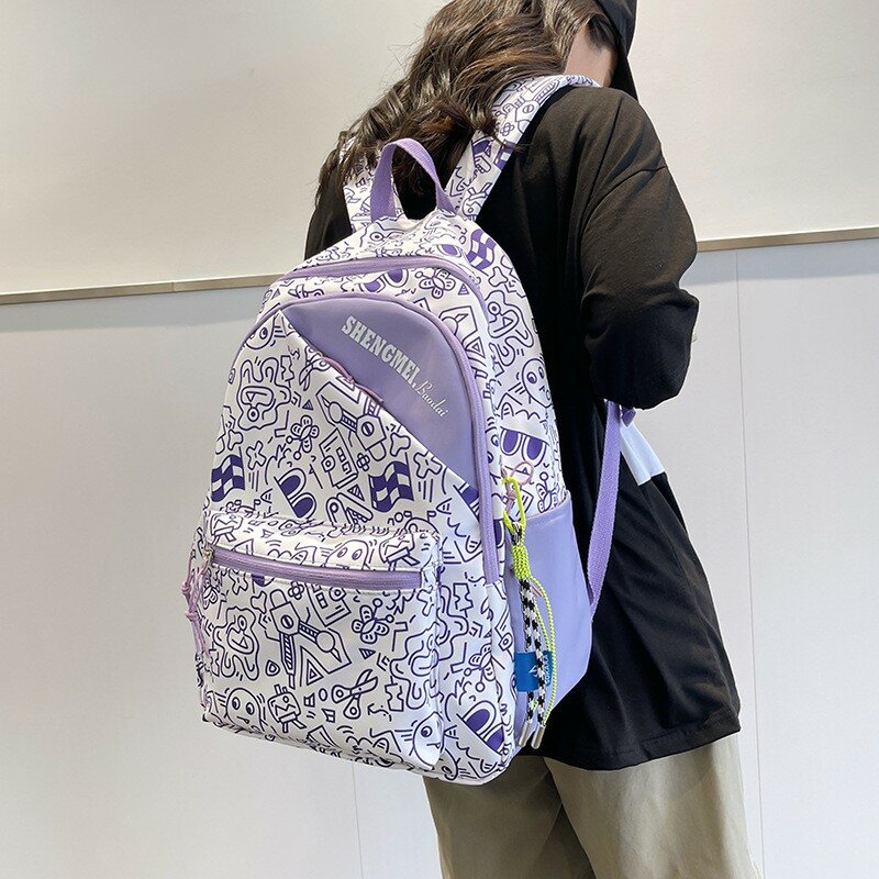 حقيبة ظهر مدرسية بسيطة لطيفة للنساء بسعة كبيرة حقيبة مدرسية كورية عالية الجودة للمراهقات Harajuku Lady 15.6 بوصة حقيبة Daypack للكمبيوتر المحمول