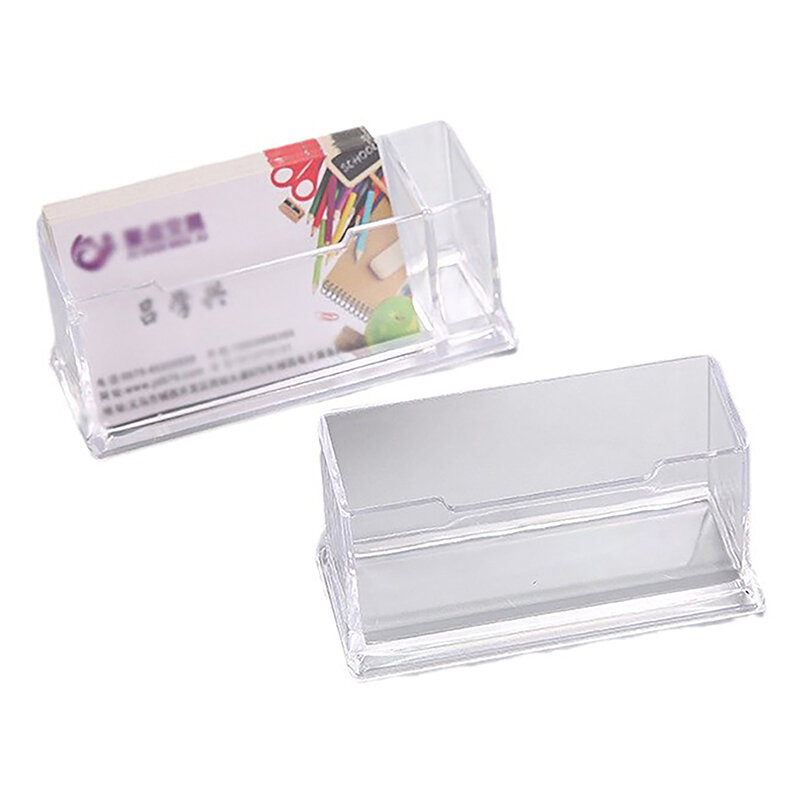Caja de estante de escritorio transparente, soporte de exhibición de almacenamiento, soporte de tarjeta de visita de escritorio transparente de plástico, soporte de tarjeta de lugar, papelería de Estudiante