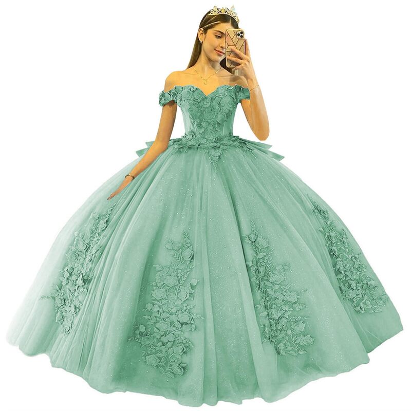 Off Shoulder Quinceanera Dresses Ball Gown Lace Appliques Sweet 15 16 Dresses Prom Party Gowns for Teens