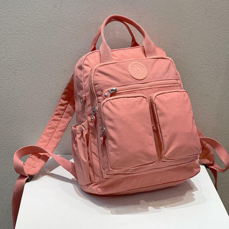 Moda damski plecak wodoodporny Nylon miękka rączka solidna multi-pocket Travel Zipper Feminina School Bags plecak na laptopa