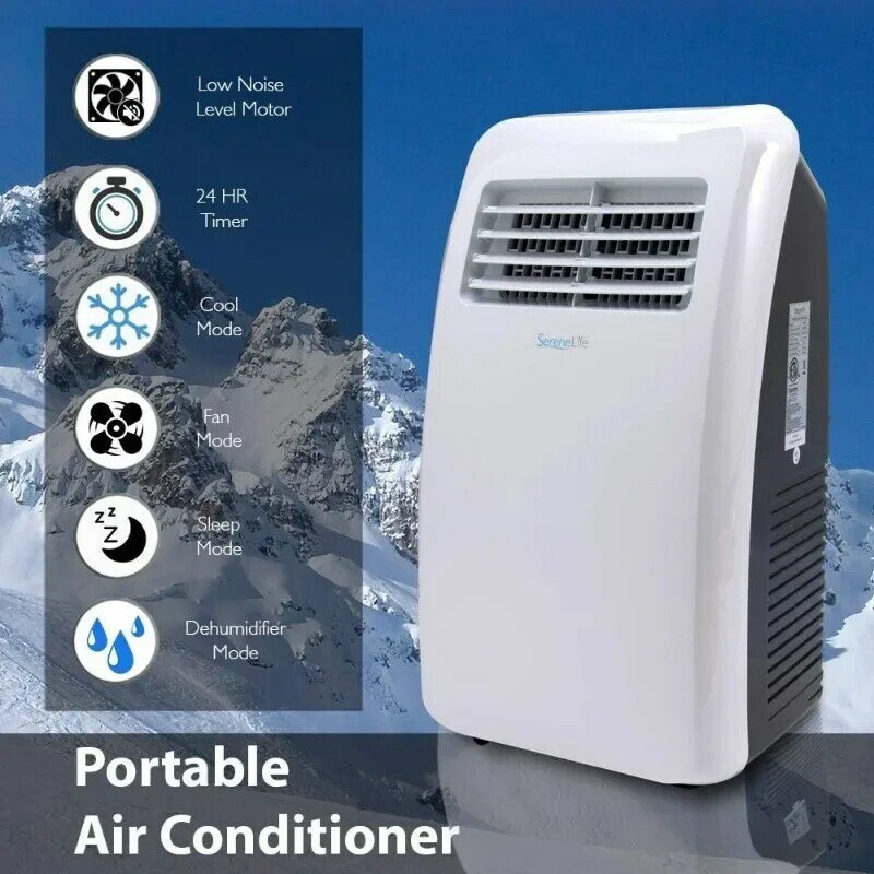 SereneLife SLPAC8 SLPAC 3-in-1 Portable Air Conditioner with Built-in Dehumidifier Function,Fan Mode,  Window Mount Exhaust Kit