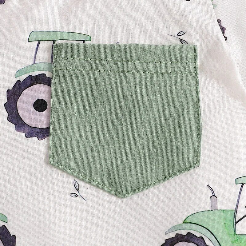 Lioraitiin-Conjunto de camiseta de manga corta con estampado de Tractor para niño y niña, pantalones cortos de cintura elástica, 0-3 años, verano, 2024-04-30