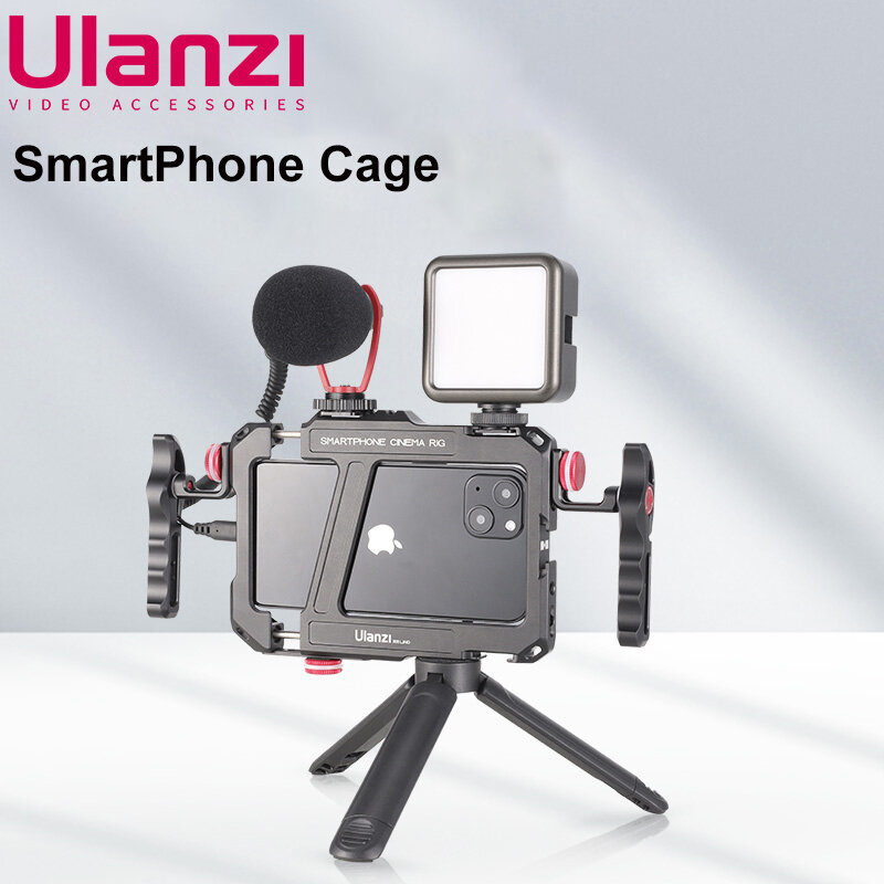 Ulanzi Lino Universal Smartphone Cage, Caixa protetora de gaiola com alça lateral Rig, iPhone 15, 14, 13, Samsung, Huawei, Xiaomi, OPPO