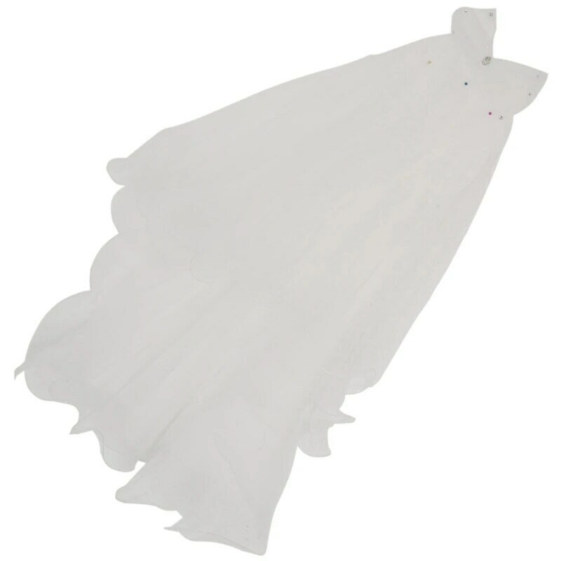 Gaun Cadar Pernikahan Wanita Kerudung Pengantin Berpinggiran Pita Tulle Lapisan Ikatan Simpul Putih