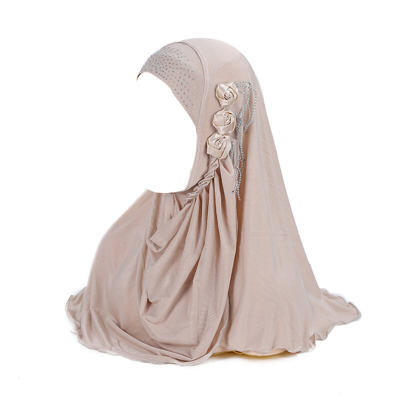 Hijabs musulmans avec fleur et couche de charbon, écharpe islamique, enveloppement de sauna pour femmes arabes, chapeaux de prière
