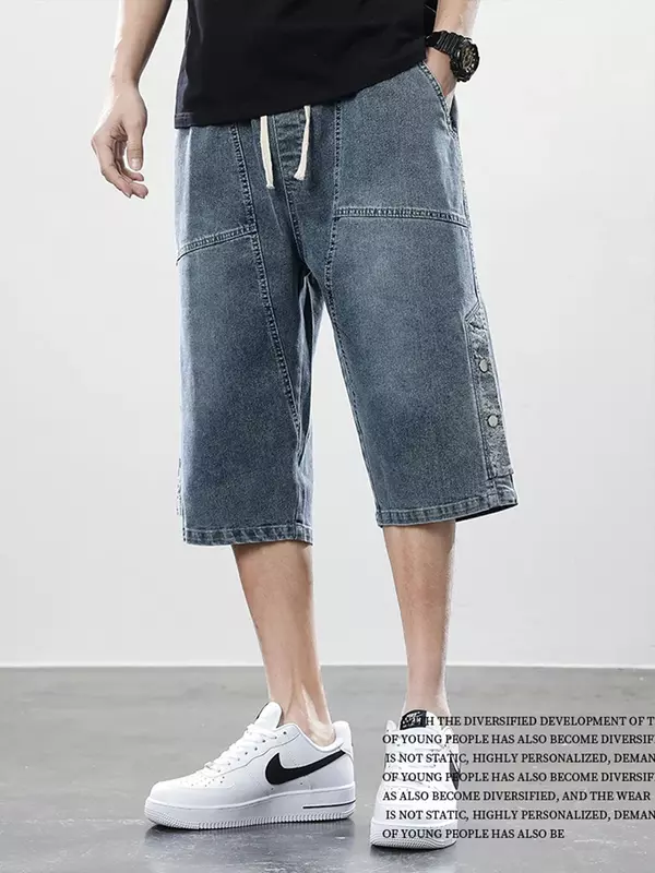 Short d'été en jean pour hommes, culotte Hip Hop Streetwear Baggy, short en denim, capris droit décontracté en coton, pantalon grande taille 8XL