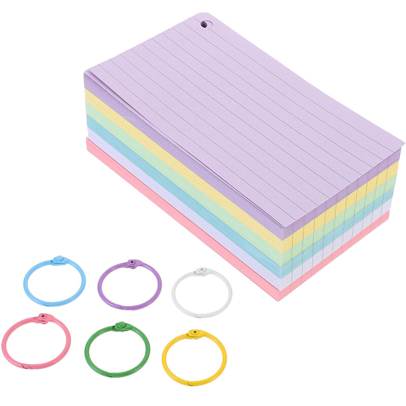 Flash Cards with Holes Office Blank Flashcards for Memorandum Pre Hole Punched Index Simple Style With Rings Studying