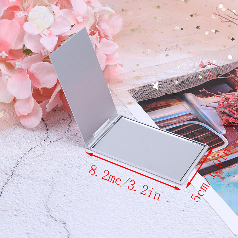Miroirs de maquillage pliants rectangulaires de poche, miroir cosmétique compact portable personnalisé, ultra-mince, 1PC
