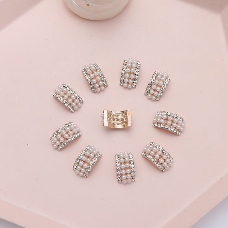10 buah Aksesori Topi kristal berkilau tombol mutiara berlian imitasi kancing jepit rambut mutiara klip hiasan kepala
