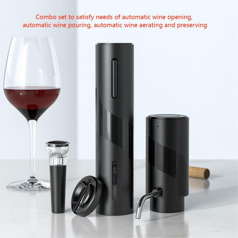 Abridor de vino tinto eléctrico, Abrebotellas automático para vino tinto, cortador de papel de aluminio, aireador y dispensador de vino eléctrico, electrodoméstico