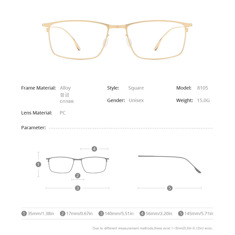 فونيكس-سبائك التيتانيوم مربع إطار نظارات للرجال ، قصر النظر وصفة النظارات إطارات ، كامل البصرية الكورية نظارات ، جديد ، 2020 ، 8105