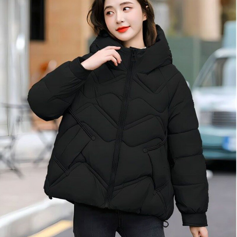 Новинка 2023, женское пуховое пальто из хлопка, зимняя куртка, женские короткие парки, свободная толстая верхняя одежда с капюшоном, универсальное пальто для отдыха