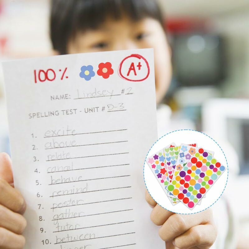 Stiker hadiah 10-40 lembar untuk anak-anak bunga warna-warni Bintang Hati Dot perilaku Bagan buku tempel stiker perlengkapan guru siswa