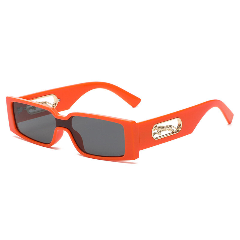 Kacamata hitam persegi panjang mode untuk wanita kacamata persegi desainer merek mewah kacamata hitam Punk macan tutul klasik pria kacamata warna UV400