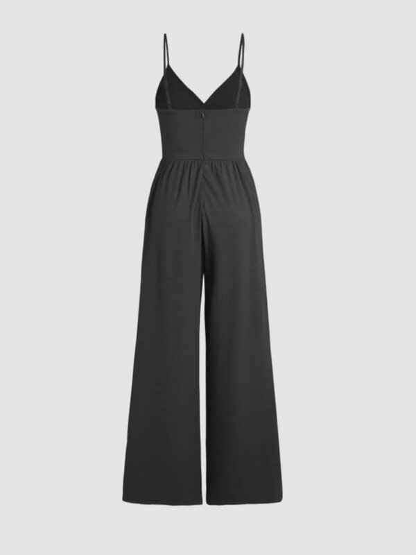 LW Rib Knit Wide Leg Cami Jumpsuit Summer Black Jumpsuits Women Sleeveless Solid Bodycon Sexy Rompers jumpsuit Fashion jumpsuit