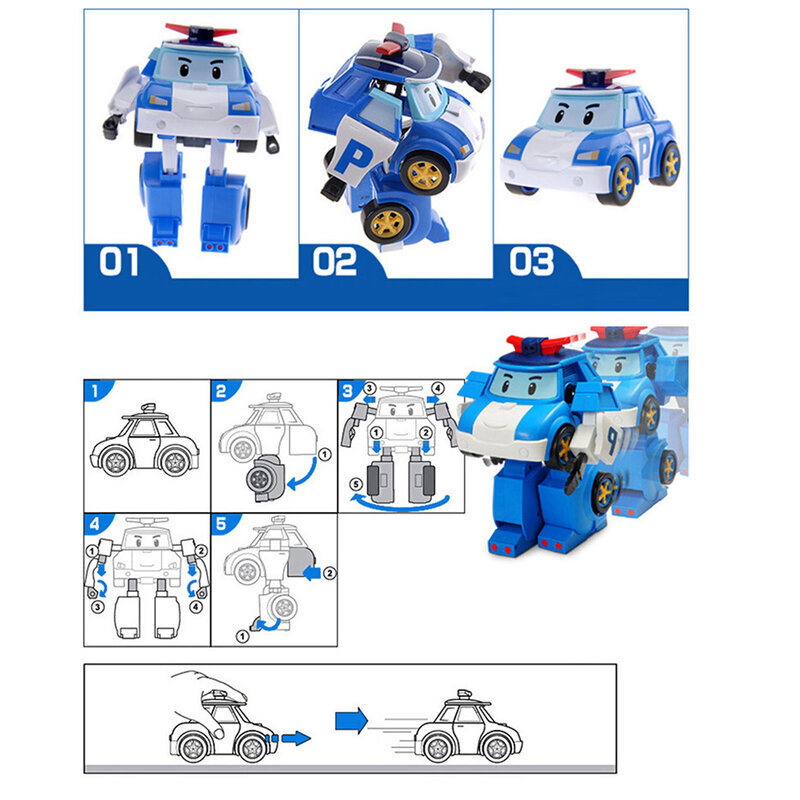 Set di 6 pezzi Poli Car Kids Robot Toy trasforma veicolo Cartoon Anime Action Figure giocattoli per bambini regalo Juguetes