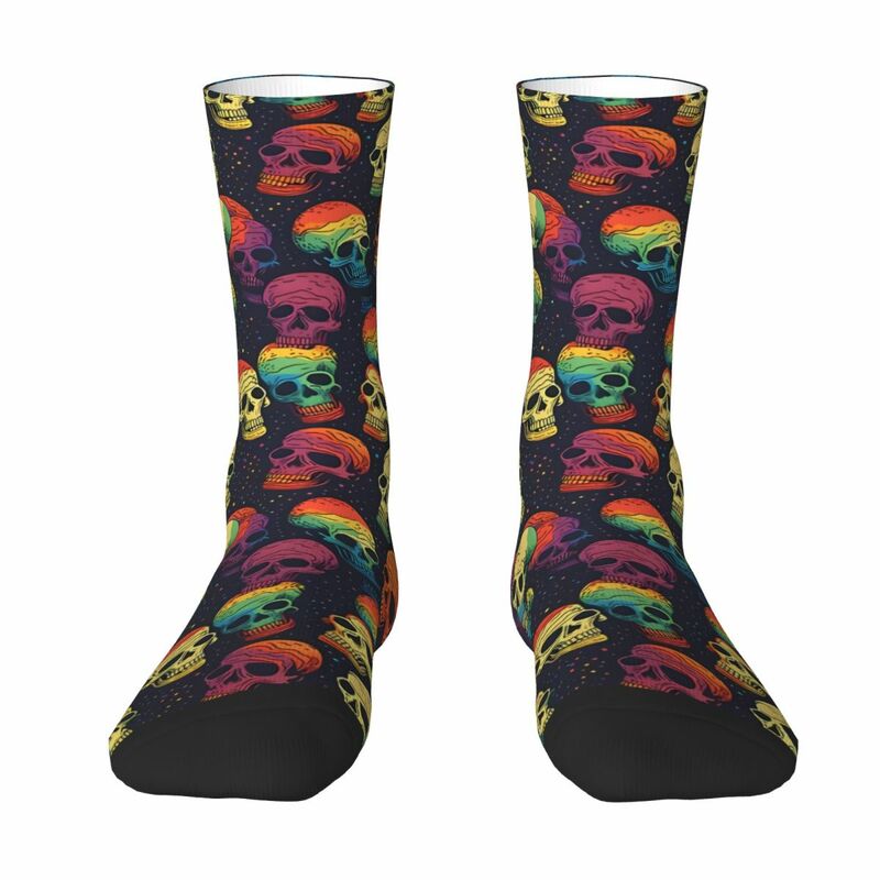 Kaus kaki tengkorak pelangi Psychedelic tengkorak Grunge kaus kaki mendaki 3D motif anak laki-laki perempuan kaus kaki setengah betis