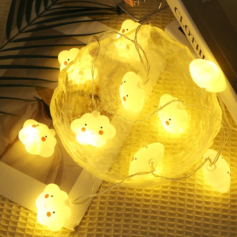 10LED Light String Cute Expression Clouds String Lights Home Bedroom Decorative Lamps for Yard Garden Decor Girl Birthday Gifts
