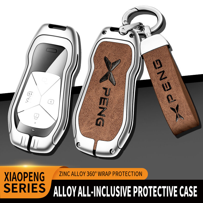 Sarung pelindung kunci mobil logam, aksesori kulit gantungan kunci Interior mobil untuk Xpeng Xiaopeng P5 P7 G9 G3i