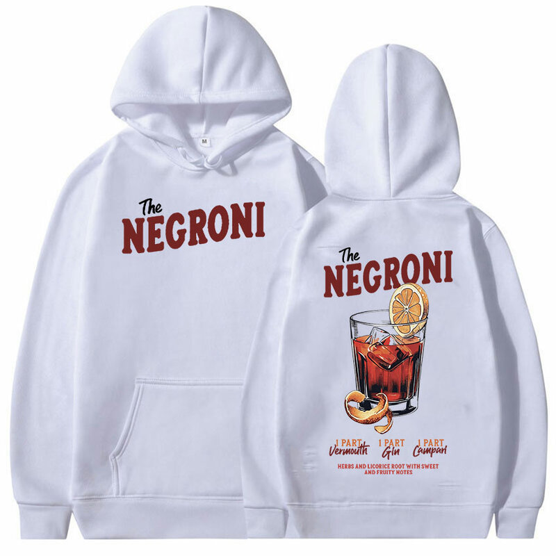 Funny THE NEGRONI Cocktail Print Hoodie Men Women Vintage Fashion Loose Pullover Sweatshirt Casual Long Sleeve Oversized Hoodies