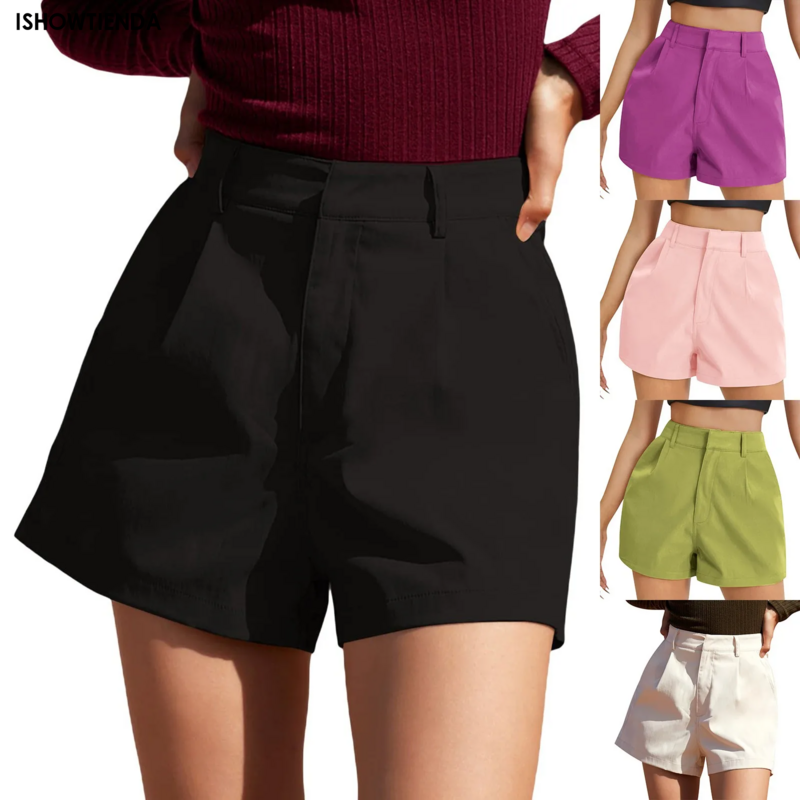 Nuovi pantaloncini da donna Fashion Trend pantaloncini colorati All-match comodi pantaloncini Casual da pendolarismo solidi e freschi Streetwear a vita alta