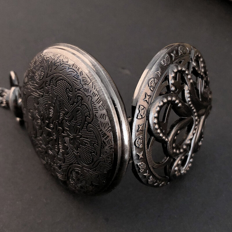 Exquisito pulpo artístico tallado hueco de cuarzo reloj de bolsillo COLLAR COLGANTE regalos para mujer o hombre con cadena Fob