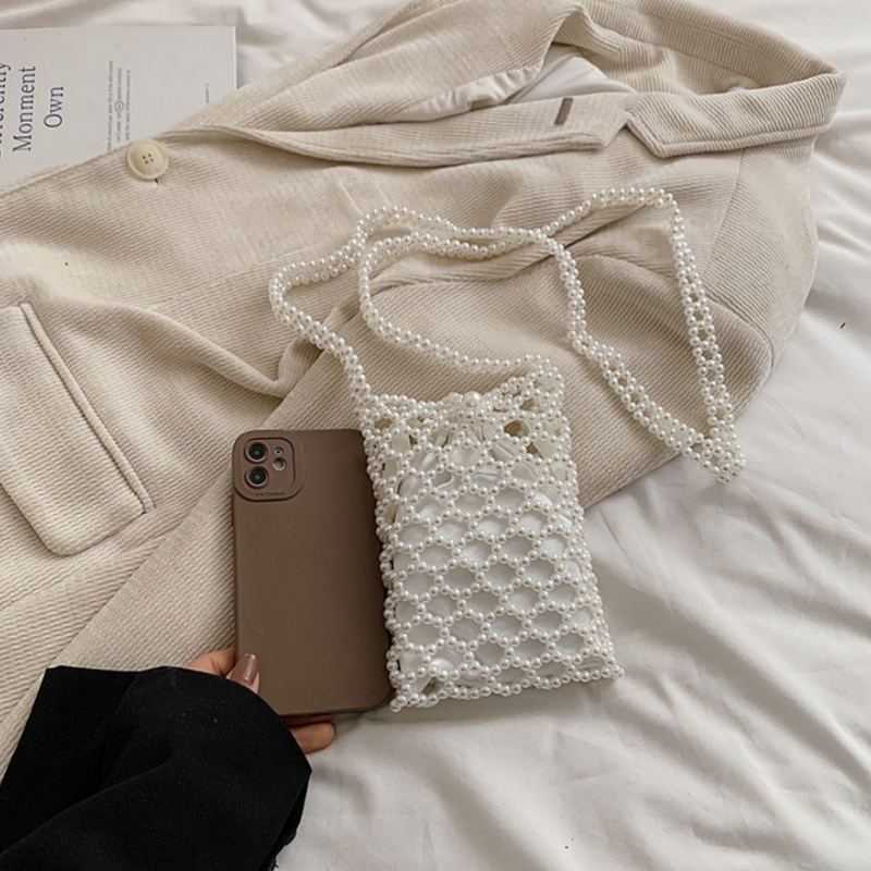Mini sac perlé pour téléphone portable, sac à bandoulière élégant, exquis et à la mode, haut de gamme et tendance, nouveau