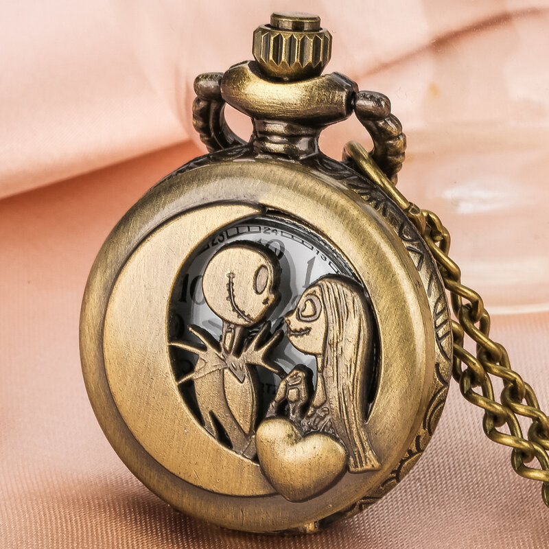 Винтажные бронзовые бриллианты с подвеской в виде цепочки с ожерельем, маленькие часы для влюбленных, мужские и женские часы