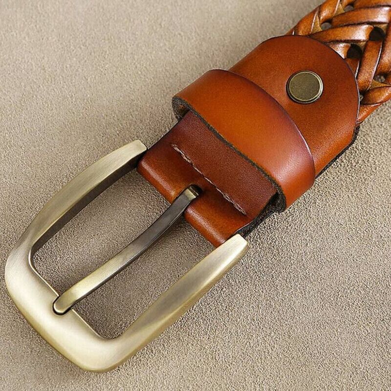 Correa de cintura de cuero para pantalones vaqueros, cinturones Vintage, Cinturón trenzado