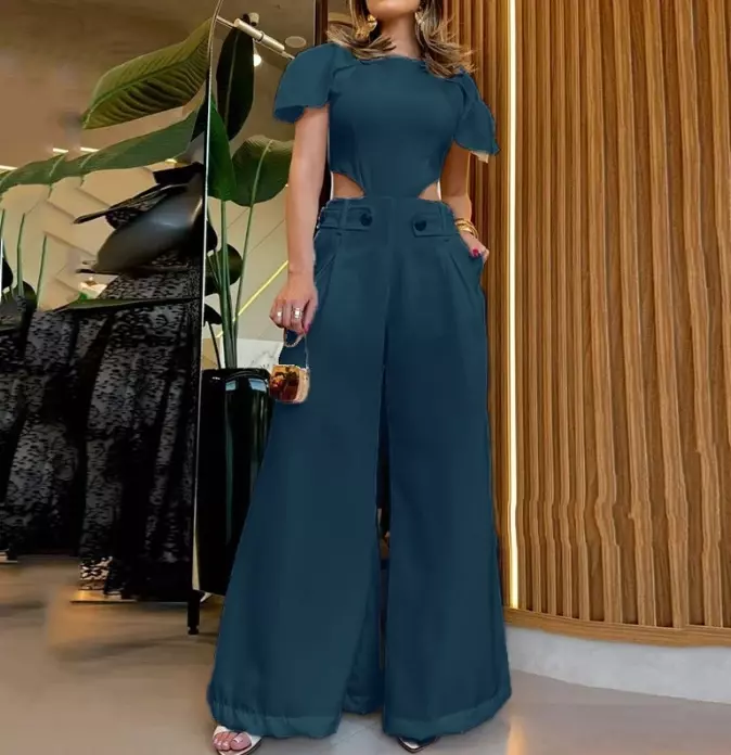 Модное женское боди с карманами и пуговицами, повседневные брюки, уникальный длинный комбинезон с широкими штанинами на талии для женщин 2024