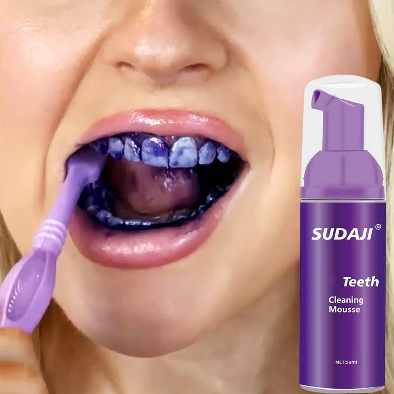 Creme dental espuma limpeza profunda, Mousse remoção de mancha, limpeza intensiva dos dentes, branco 3D, 50ml