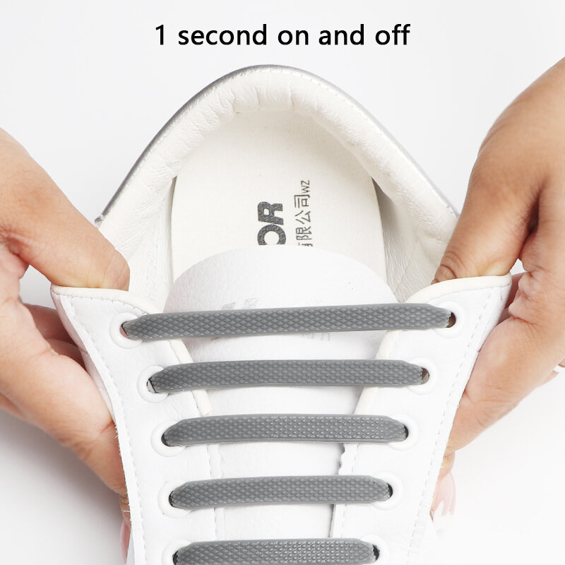 Cadarços elásticos da sapata 16 pces para as sapatilhas do estiramento do silicone nenhum laço cadarço para crianças sapatos de borracha da faixa cadarços do laço
