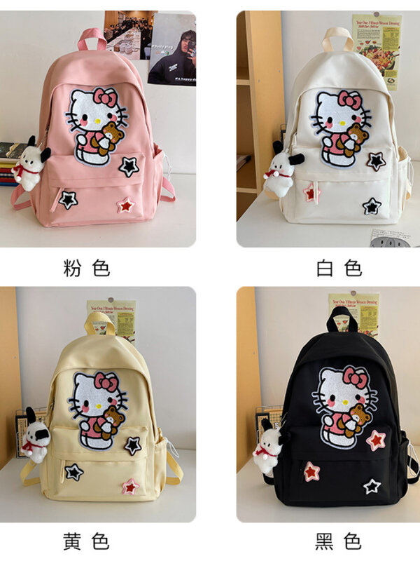 Hello Kitty Cute Cartoon Backpack Women's 2024 New Cute Backpack Female Middle School and HighSchool Students Fashion School Bag