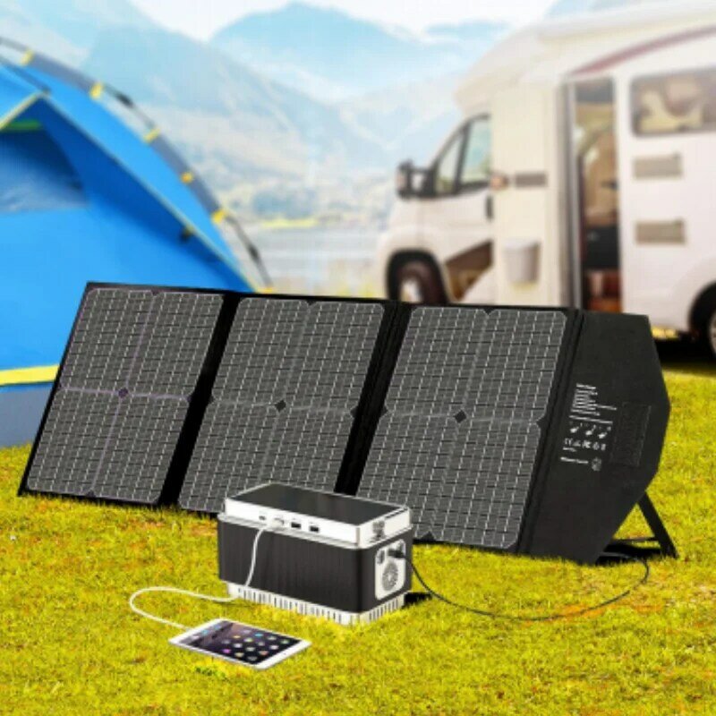 Oem-折りたたみ式ソーラーパネル,キャンプ,屋外,ラップトップ用のカモフラージュとソーラー充電器,DC/USB出力,90W,3.6a
