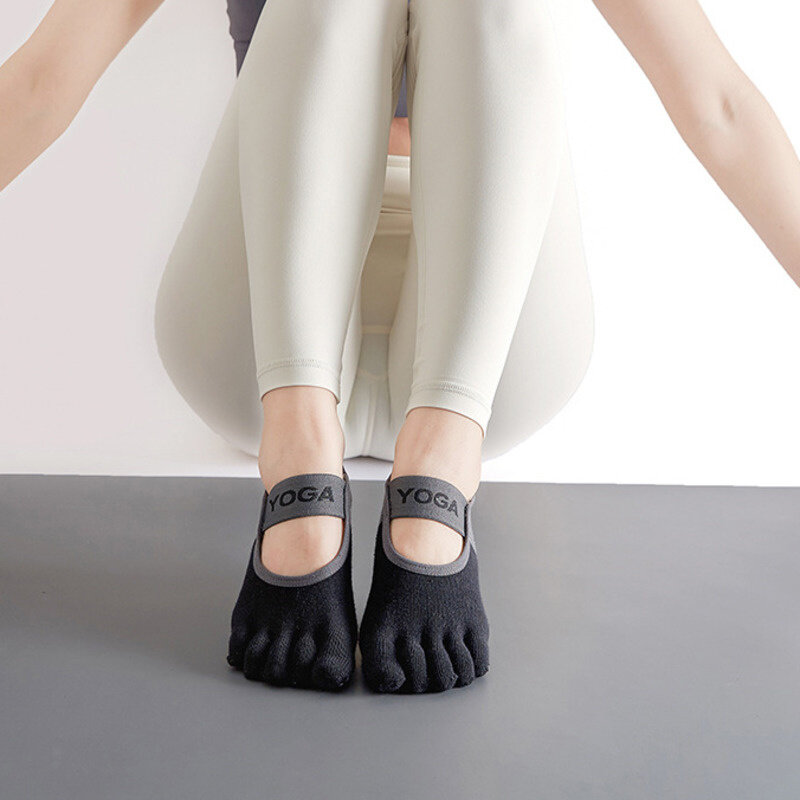 2023 kaus kaki olahraga Yoga wanita katun baru antiselip Fitness Gym punggung silang antilembap olahraga Pilates tari pergelangan kaki Dacing jari kaki terpisah