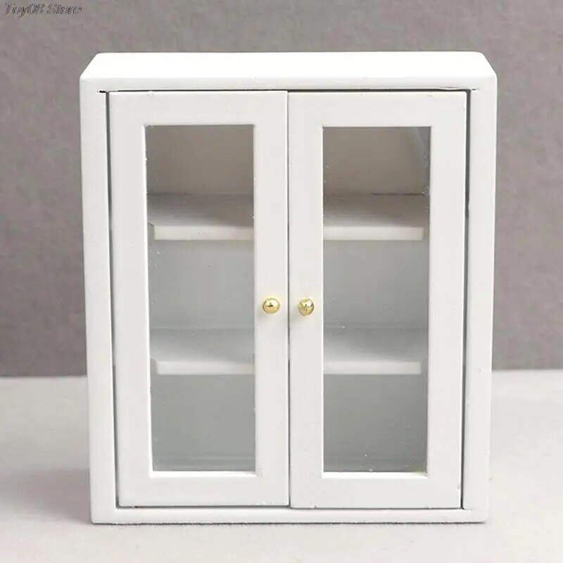 1pc 1:12 em miniatura branco armário de parede pendurado banheiro sala armazenamento organizador armário estante casa bonecas móveis decoração