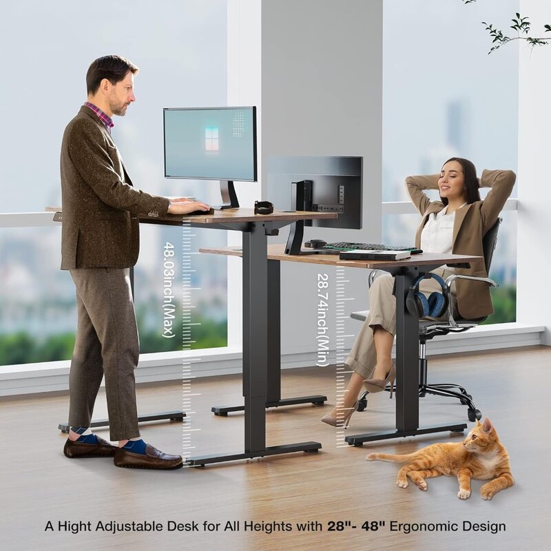 Mesa elétrica do computador, altura ajustável, mesa do escritório em casa, ergonômica, 40x24"