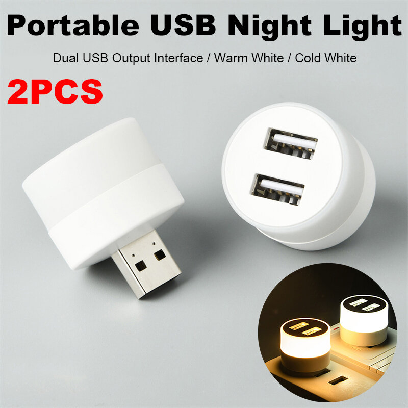 1 2PCS LED Night Light USB Plug Lamp 5V Eye Protection Reading Lamps Mini Book Light For Computer Mobile Power Charging Lighting