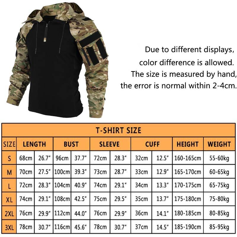 Camisa tática com capuz resistente ao desgaste dos homens, Airsoft impermeável Paintball Camping Hunting Vestuário, Camisas ao ar livre