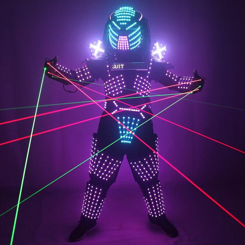 LED หุ่นยนต์ชุดเสื้อผ้าไฟ LED ส่องสว่างเวทีเต้นรำแสดงชุดสำหรับ Night Club
