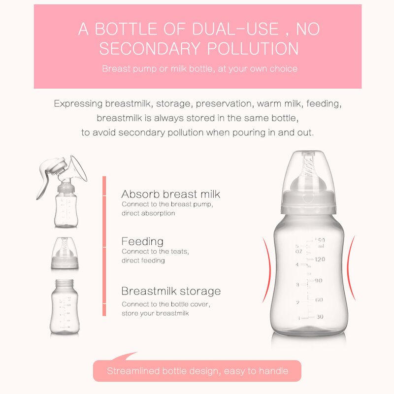 Bomba de leche de succión Manual para pezón de bebé, bomba de lactancia para senos, botella de leche de succión, suministros posparto, accesorios