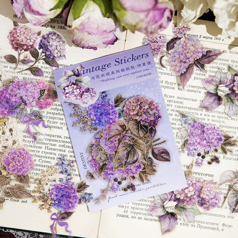 20 шт., набор винтажных наклеек с цветами для скрапбукинга