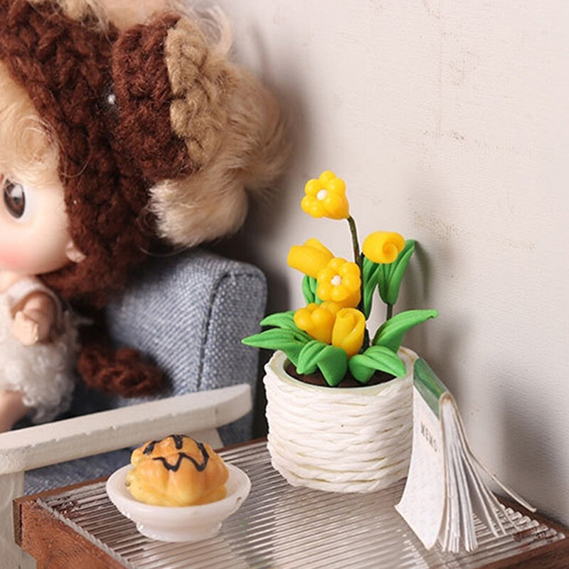 1:12 domek dla lalek miniaturowe rośliny doniczkowe doniczka Bonsai zabawkowy Model do domu wystrój ogrodu zabawka lalka akcesoria do domu lalka wystrój domu