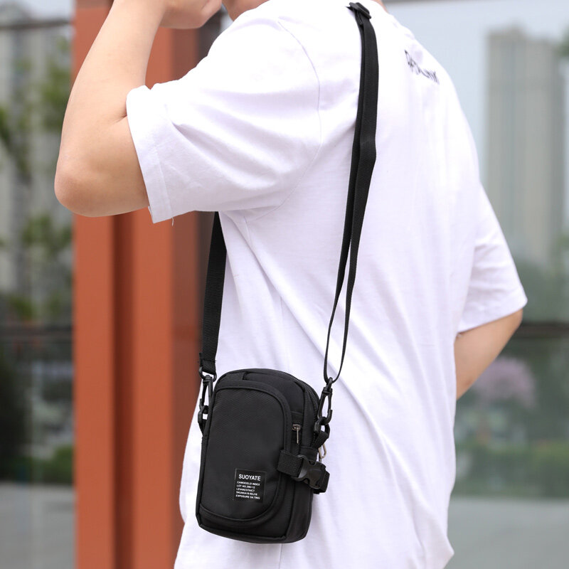Bolsa de ombro pequena multifuncional masculina, nylon durável, bolsa de fanny funcional, bolsa mensageiro portátil, mini cintura casual, na moda