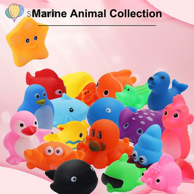 동물 수영 물 목욕 장난감, 미니 다채로운 부드러운 플로팅 고무 오리 스퀴즈 사운드, 아기 아이용 재미있는 선물