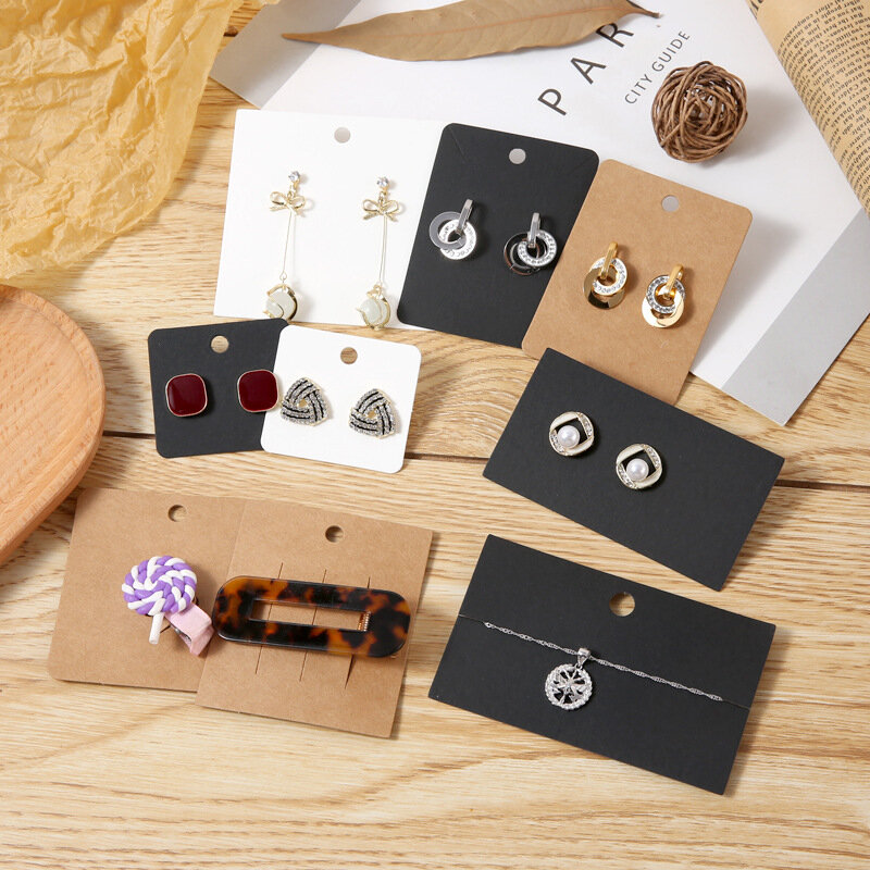 Embalaje de Papel Kraft para collar hecho a mano, pulseras, tarjetas de exhibición de joyería, almacenamiento de etiquetas al por menor, 10x6cm, 50 unidades por lote